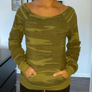 Alternative Off the Shoulder Camo pullover